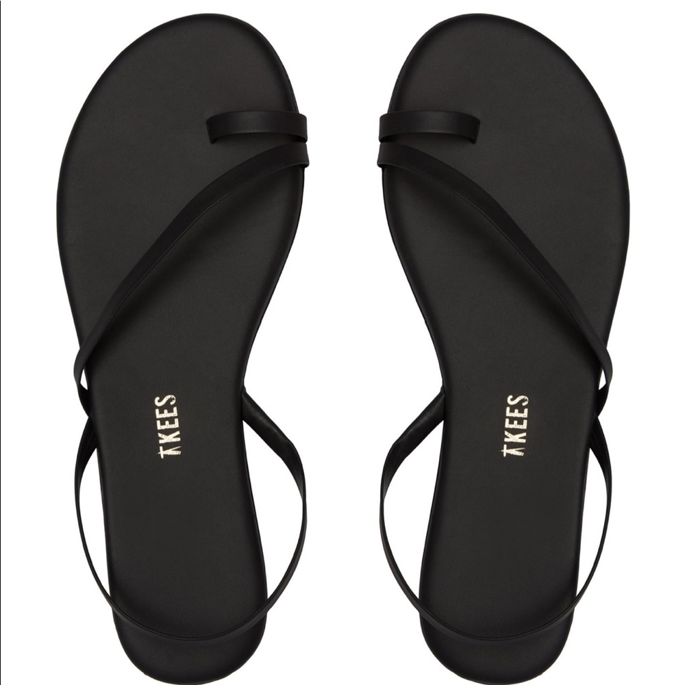 Tkees LC Black Leather Sandals